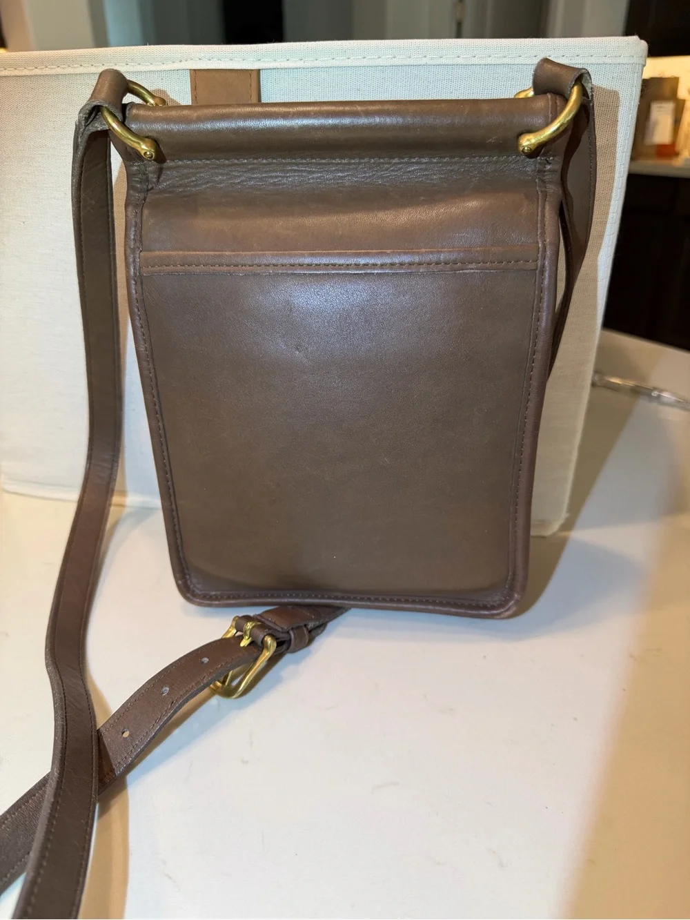 Coach Brown Leather Crossbody Bag - Turnlock Closure